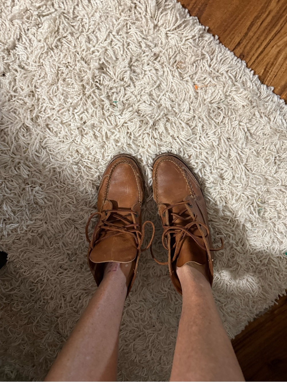 Vintage Cole Haan Country Cognac Leather Moc-Toe Boots Made in USA